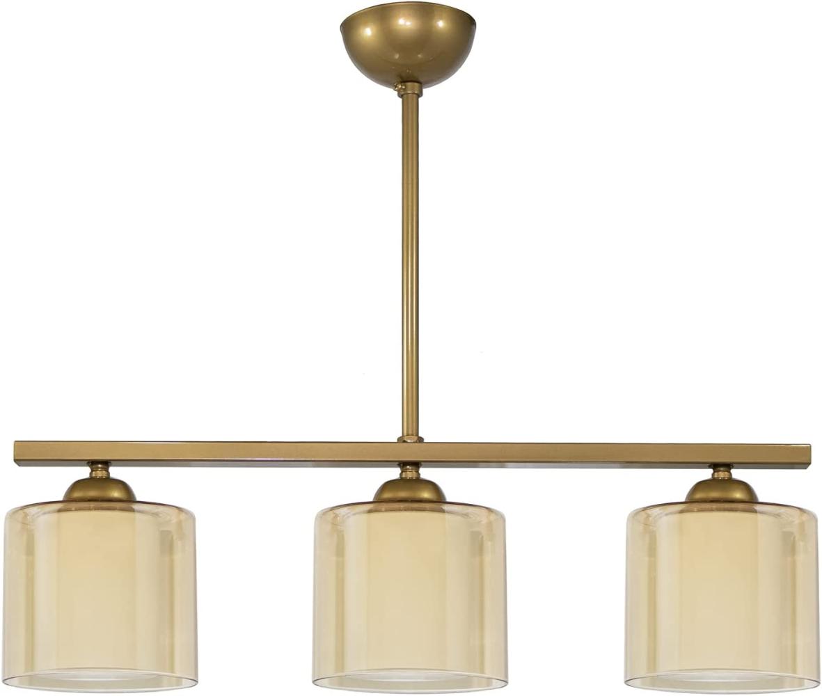 Deckenleuchte Linear 3-flammig doppelt Verglasung Gold Bild 1