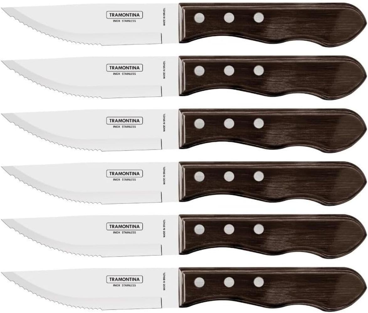 Tramontina 29899-165 Jumbo-Steakmesser-Set, 6-tlg. mit braunen Griffen Bild 1