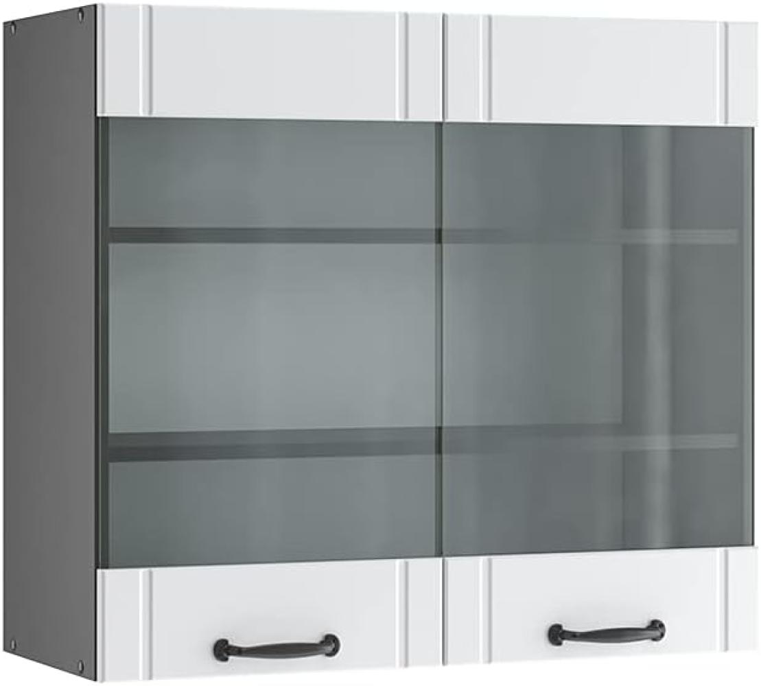 Vicco Hängeglasschrank 80 cm FAME Line Küchenschrank Küchenzeile Landhaus Weiß Anthrazit Bild 1