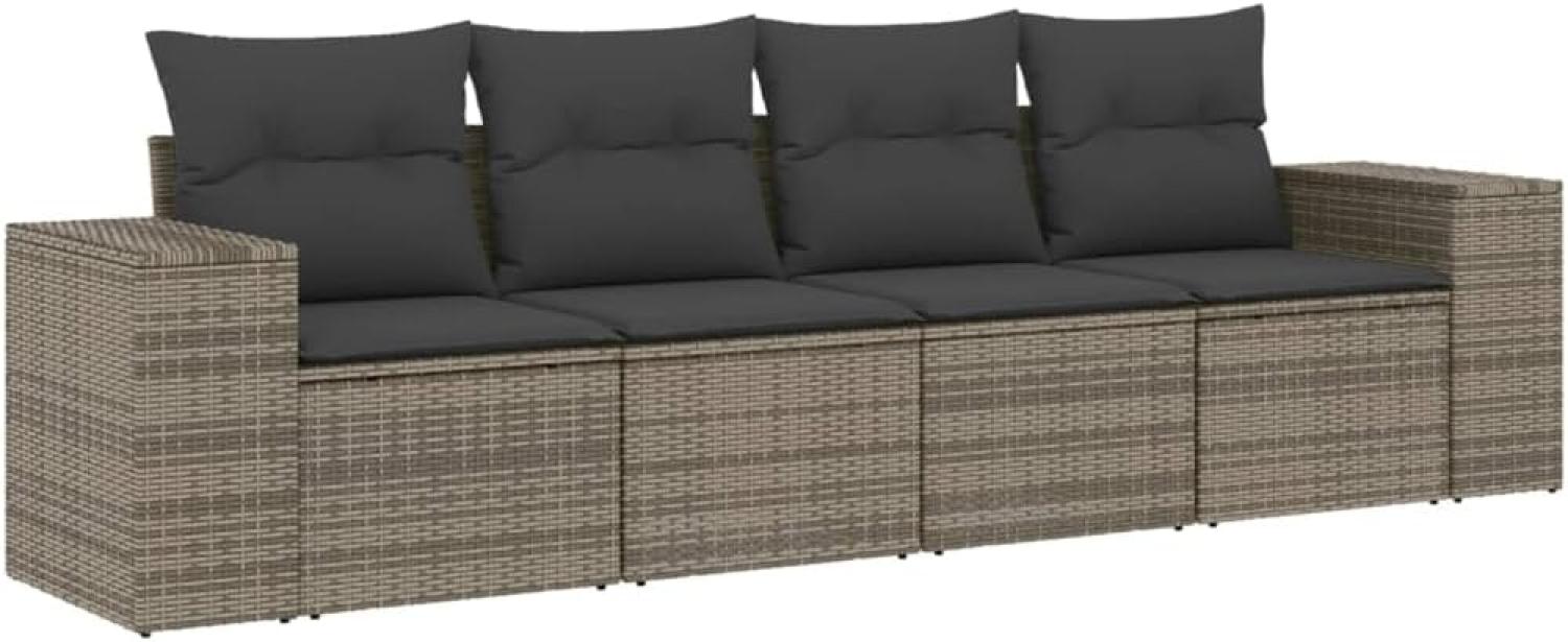 vidaXL 4-tlg. Garten-Sofagarnitur mit Kissen Grau Poly Rattan 3254617 Bild 1