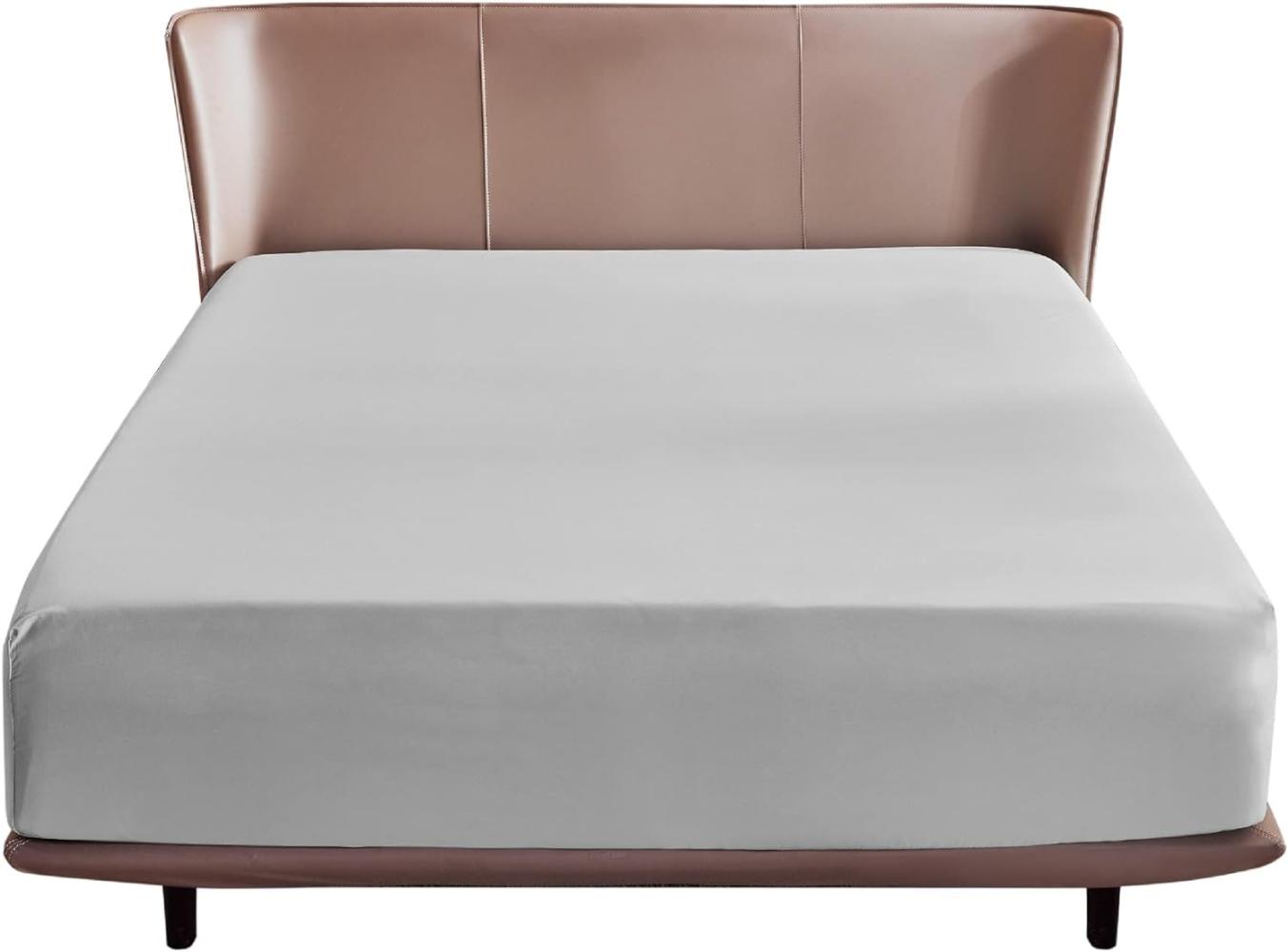 BEDSURE Spannbettlaken 180x200 cm Boxspringbett Topper - Mikrofaser Bettlaken 180x200 cm hellgrau für Matratze bis 30 cm hohe, weiches Spannbetttuch Leintuch Bild 1