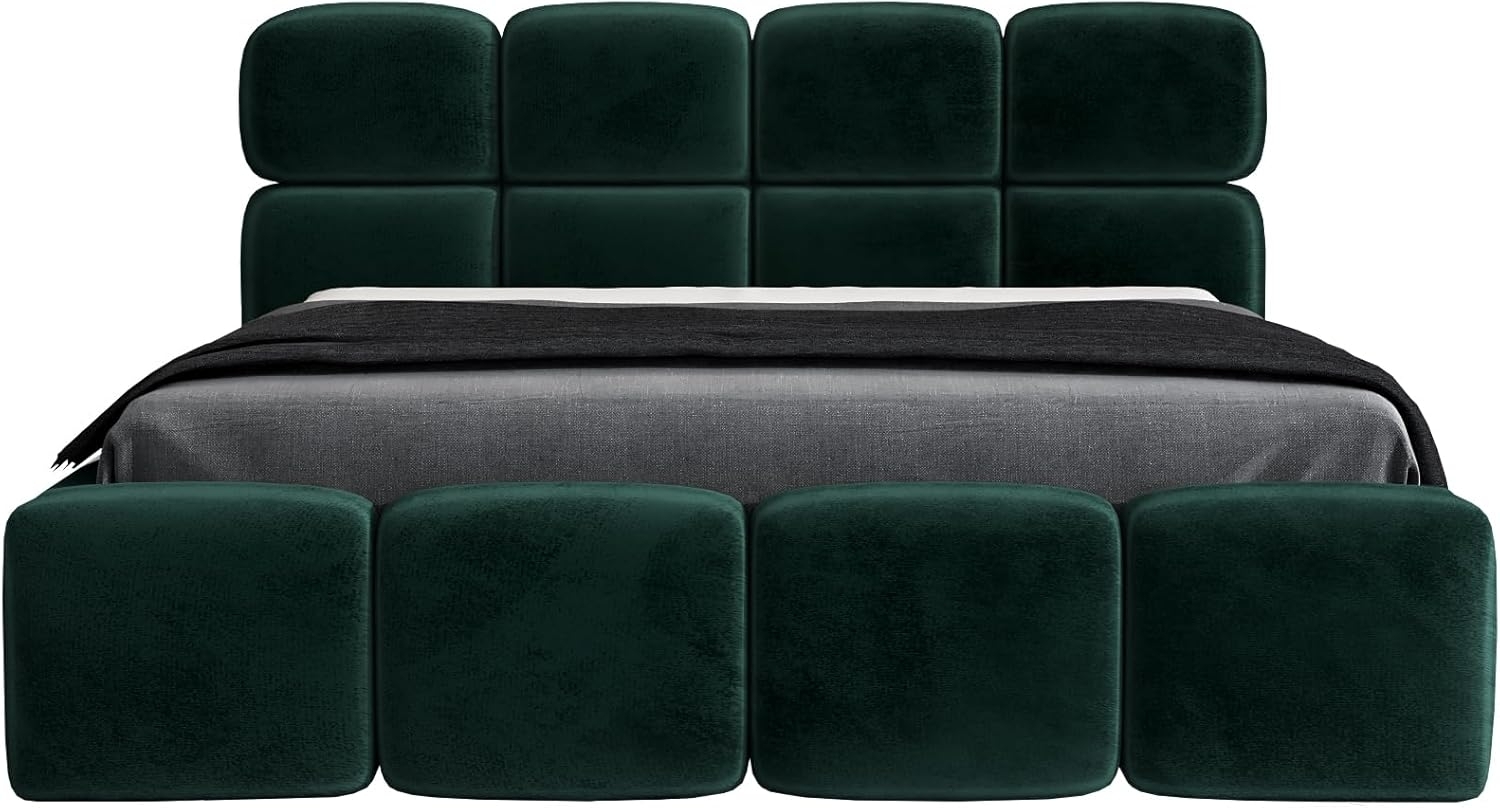 Polsterbett MONAKO 140x200 mit Matratze, Bettkasten und Lattenrost. Farbe: Dunkelgrun 10 Bild 1