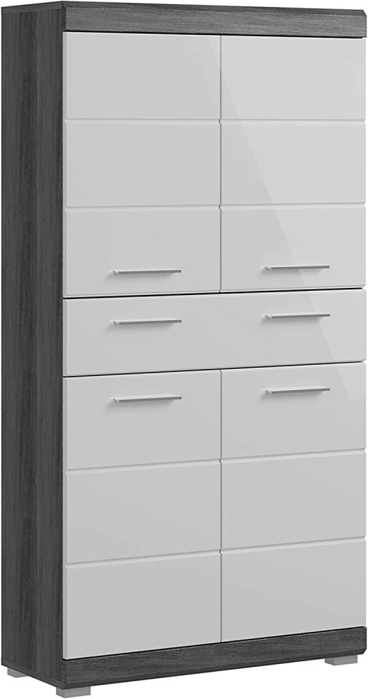 Midischrank Stirling / Scout, Holzwerkstoff, Grau, Weiß, 74 x 141 x 31 cm Bild 1