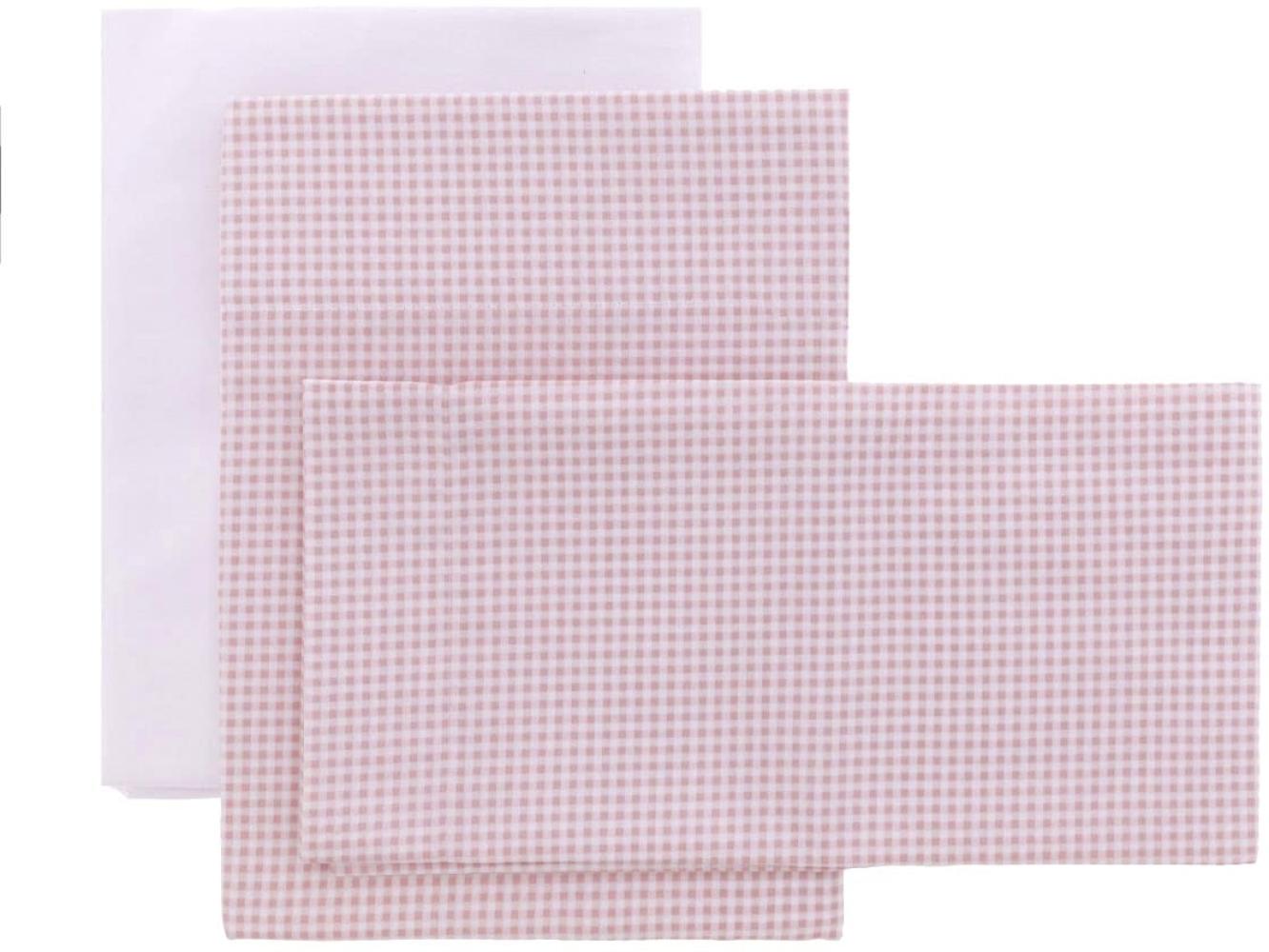 Cambrass - 3- Teiliges Set Für Wiege 80x120x1 cm Vichy10 Rosa Bild 1