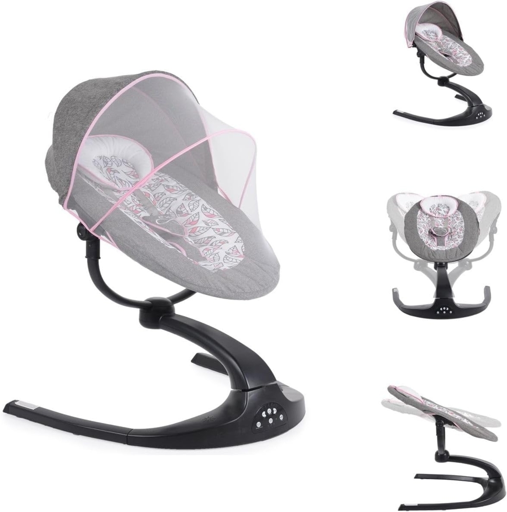Moni elektrische Babywippe Meira Musikfunktion Moskitonetz Timer Fernbedienung rosa Bild 1
