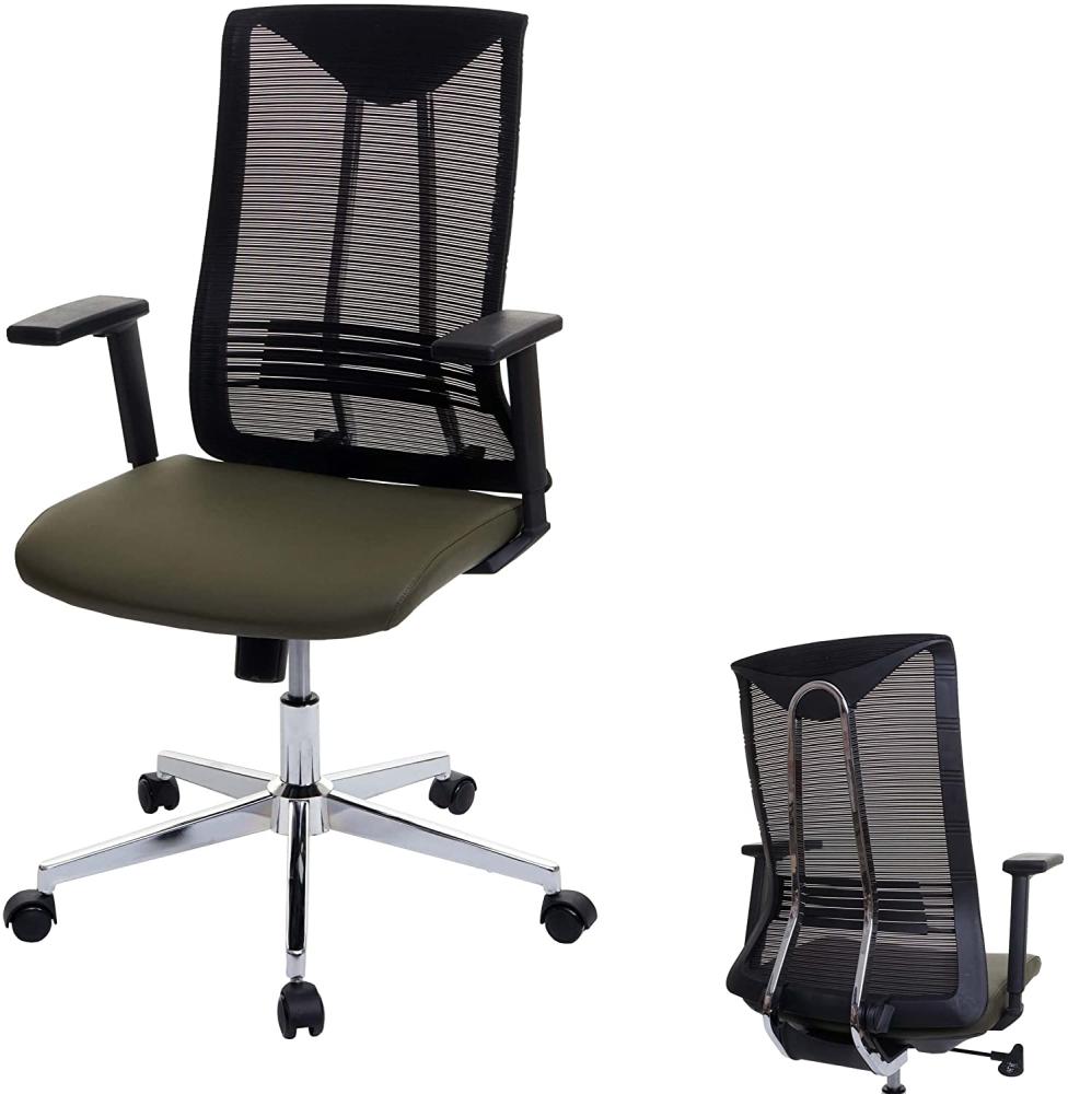 Bürostuhl HWC-J53, Drehstuhl Schreibtischstuhl, ergonomisch Kunstleder ~ olivgrün Bild 1