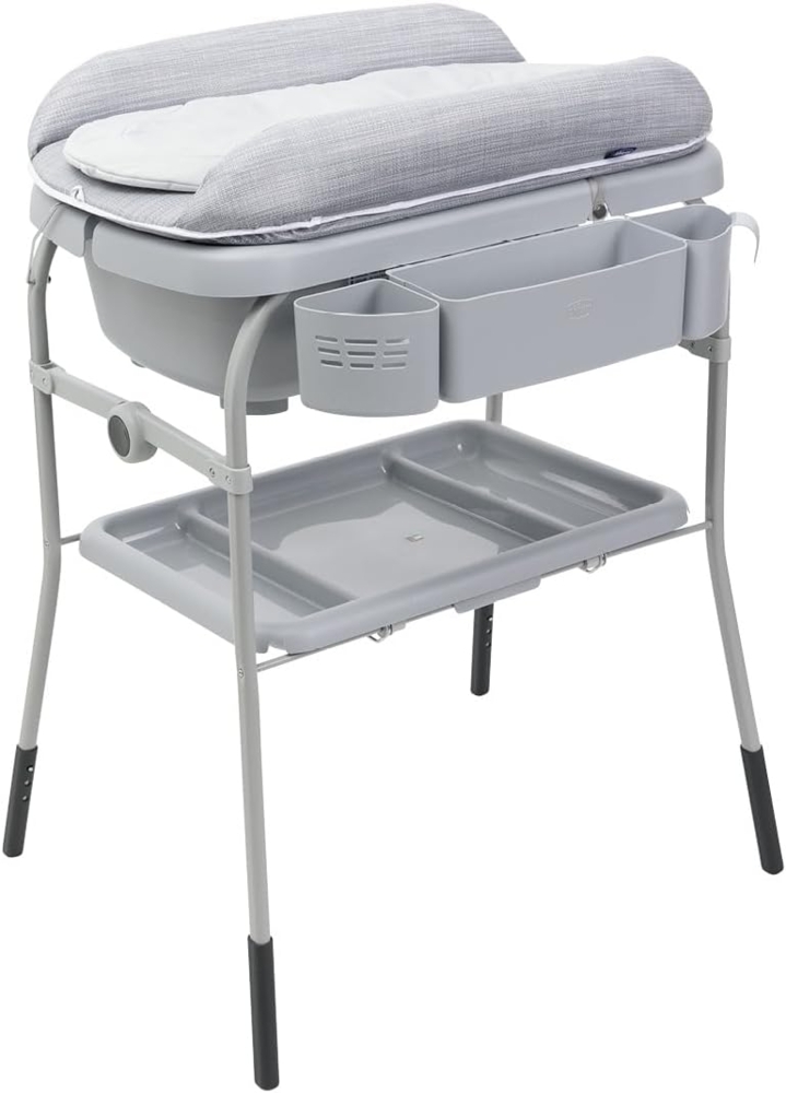 Chicco Cuddle & Bubble Ergonomische Baby-Wickelwanne mit Matratze und weicher Wickelauflage, höhenverstellbar, kompakt schließbar, max. 11 kg, Blau Bild 1