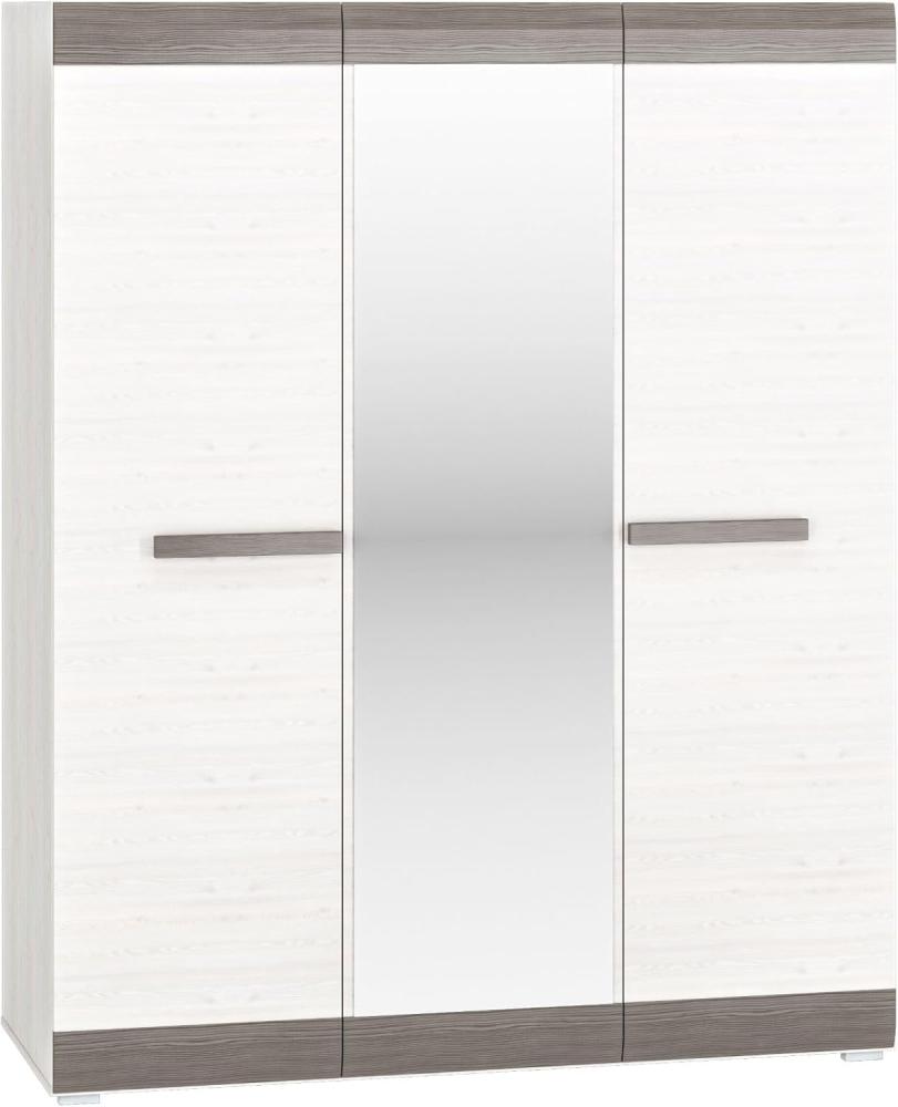 Kleiderschrank "Blanco" Drehtürenschrank 163cm Pinie weiß grau MDF Bild 1