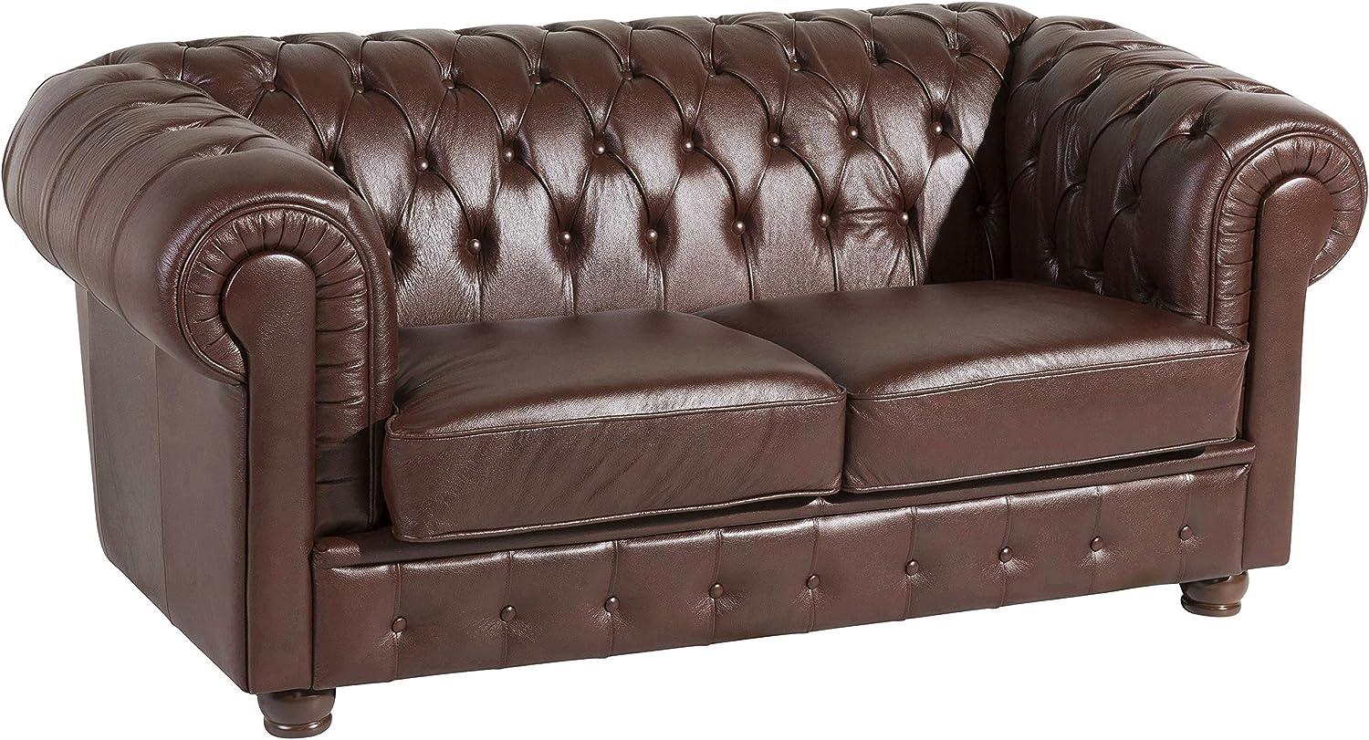 Bridgeport Sofa 2-Sitzer Wischleder Braun Buche Nussbaumfarben Bild 1