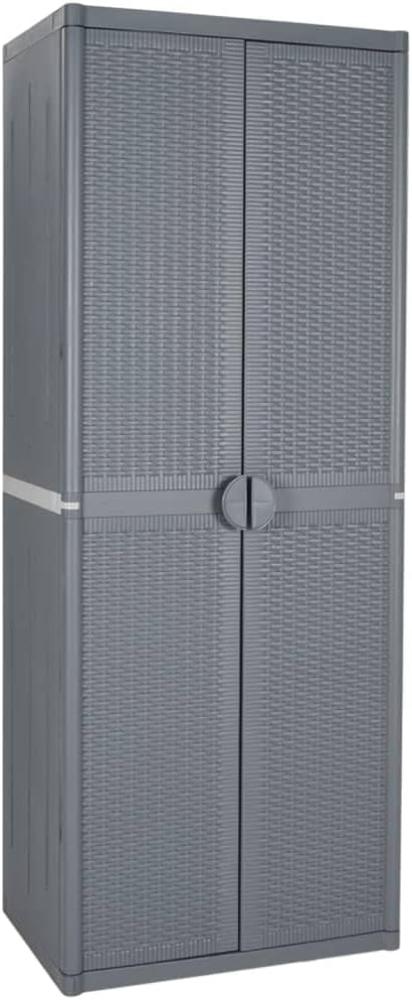 vidaXL Gartenschrank Grau 65x45x172 cm PP Rattan 364063 Bild 1