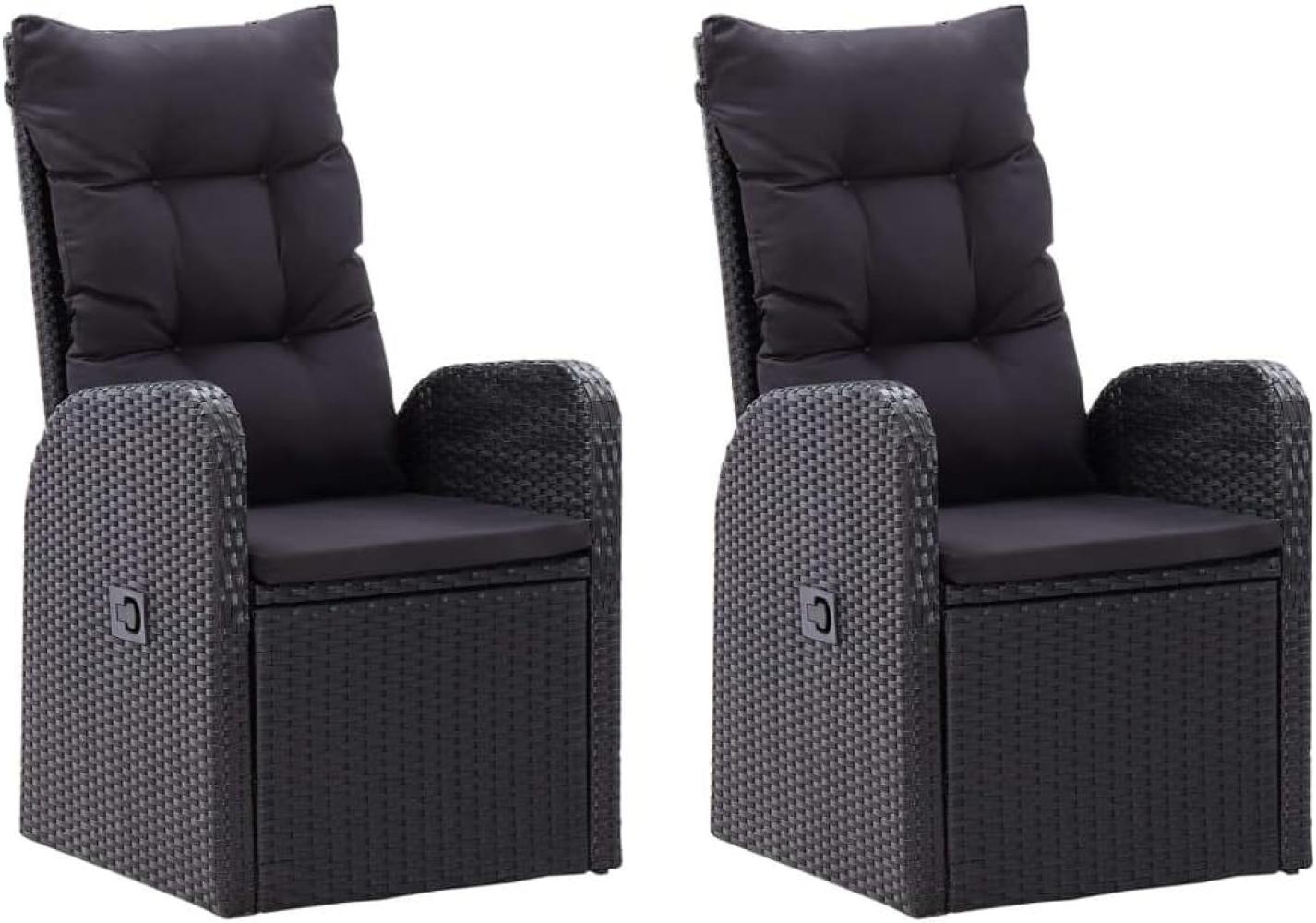 vidaXL Garten-Liegestühle 2 Stk. mit Auflagen Poly Rattan Schwarz 46065 Bild 1