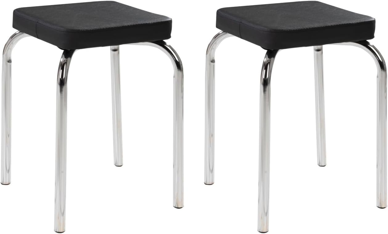 HAKU Sitzhocker Stapelhocker PIK, 2er Set, Schwarz, Kunstleder, stapelbar Bild 1