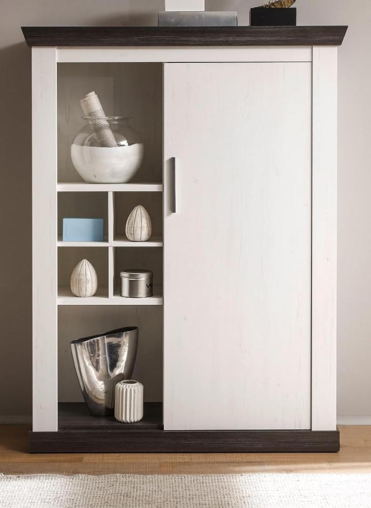 Highboard Corela in Pinie weiß und Wenge Landhaus 107x146 cm Bild 1