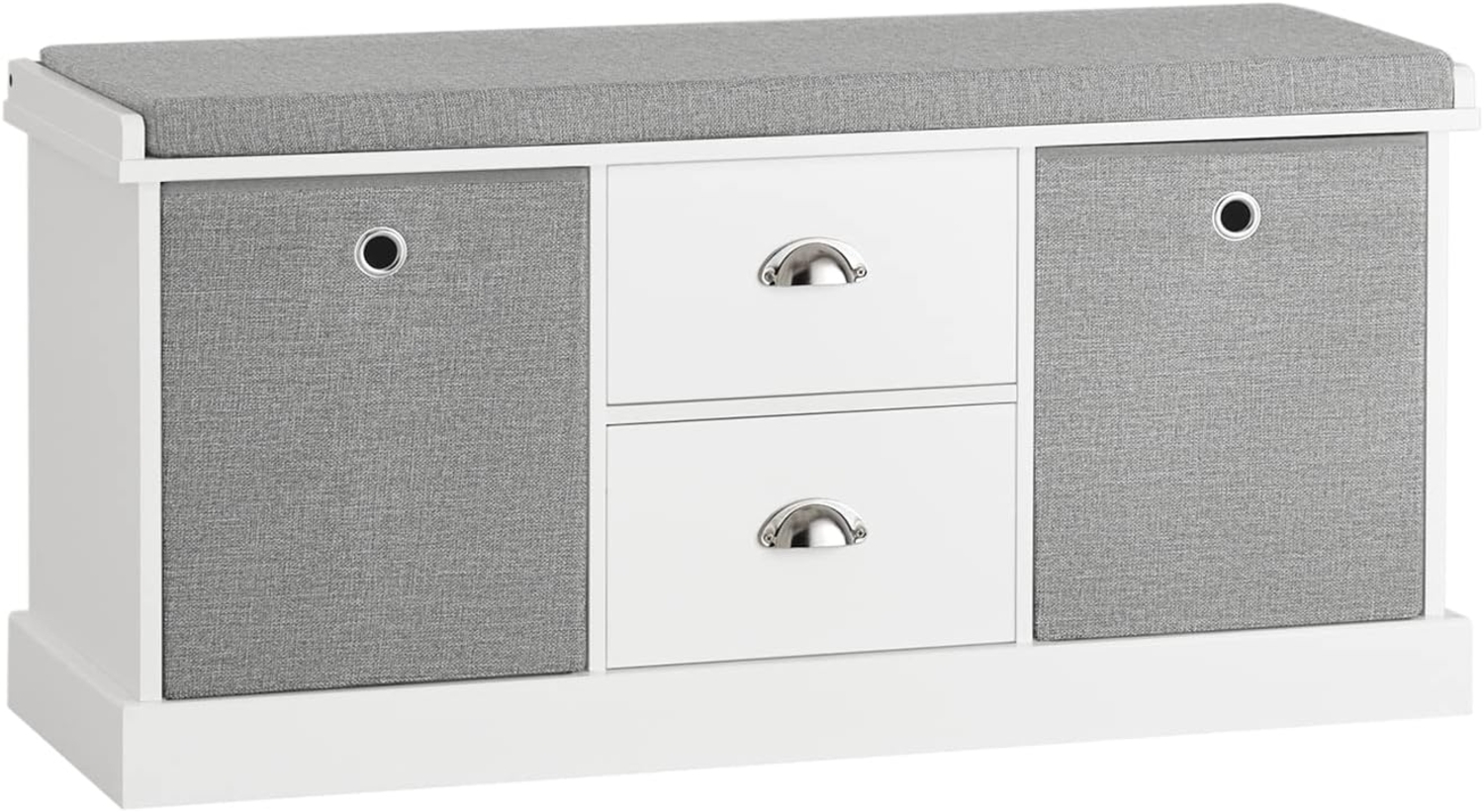 Schuhbank mit Sitzfläche und 2 Schubladen Holz Weiß FSR66-HG Bild 1