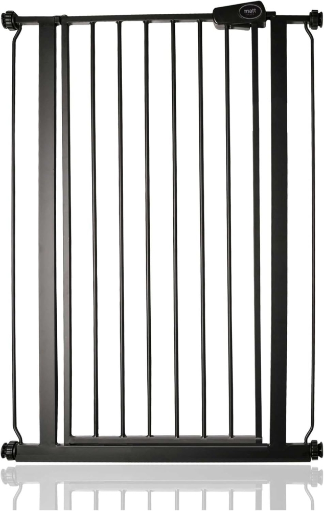 Safetots Extrahoher Metall-Sicherheitsgitter, Druckmontage, 75cm - 82. 6cm, Mattschwarz, 104cm Höhe, Extrahohe Treppengitter, Gitter für hohe Babys, Einfache Installation Bild 1