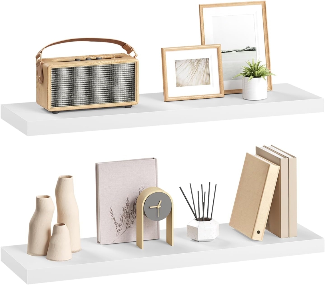 eSituro Wandregal, schwebendes weißes Regale für Wandmontage, 2er-Set Schweberegal Hängeregal Wandbrett im Wohnzimmer Schlafzimmer Küche Badezimmer, 70 x 3,8 x 22,9 cm Bild 1