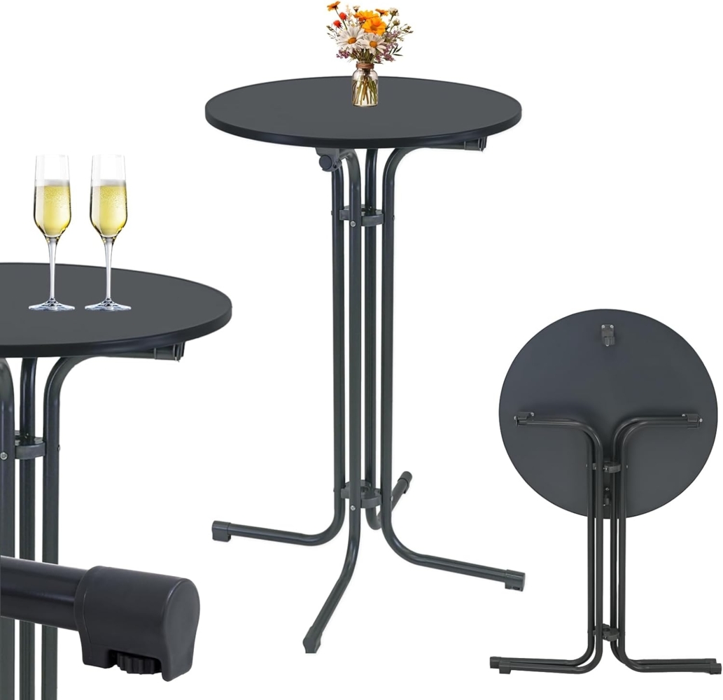 TRUTZHOLM Stehtisch klappbar Ø 70 cm Höhe 110 cm Stahl Gastrotisch Partytisch Bistrotisch Gartentisch Indoor & Outdoor für Hochzeiten und Gartenfeste wetterbeständig pflegeleicht Bild 1