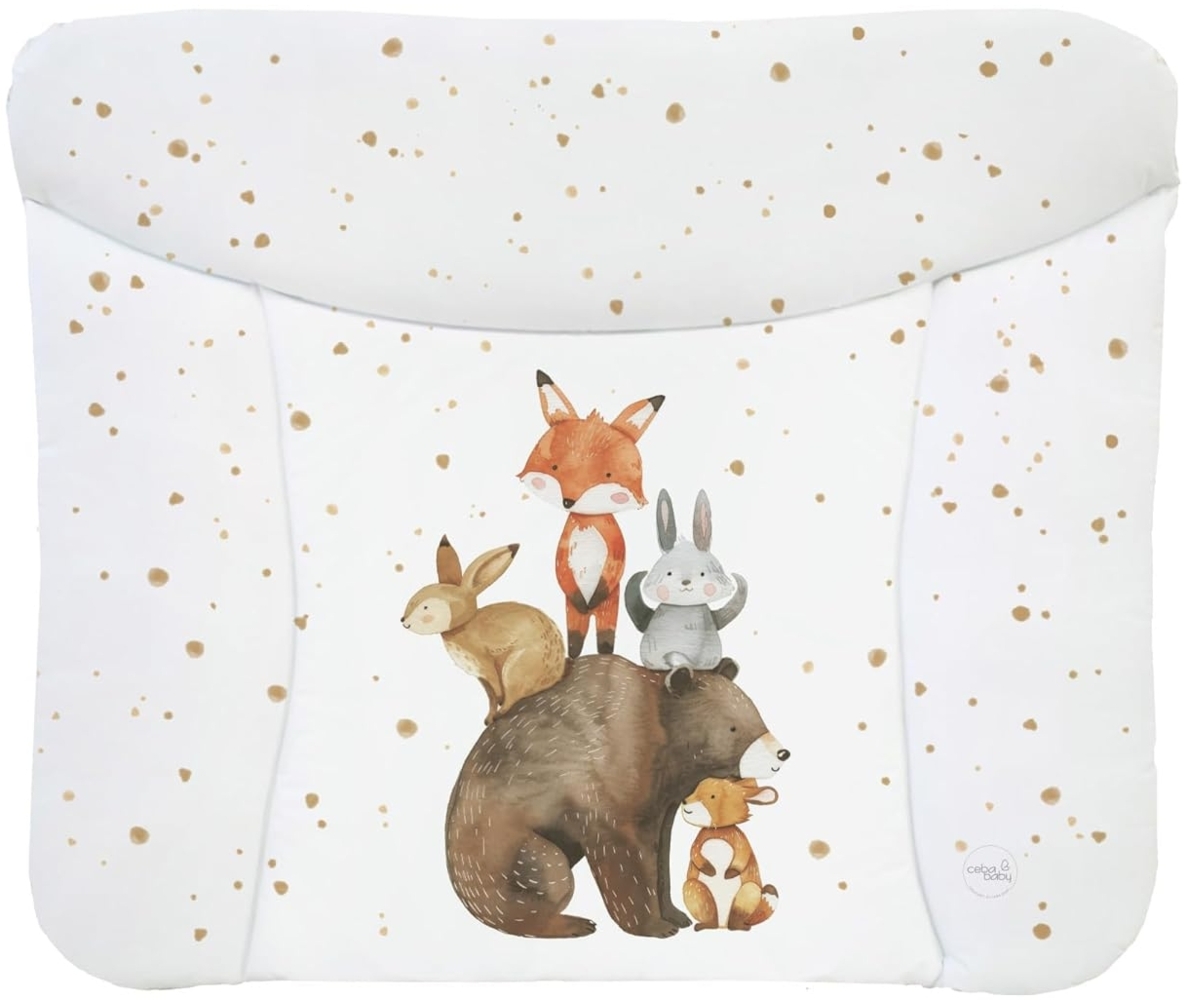 Ceba Baby® weiche Wickelauflage 75x72 cm - Baby Wickelunterlage- Wickeltischauflage für Junge und Mädchen - Wasserdicht, abwaschbar - OEKO-TEX® Standard 100 - Made in EU - Waldfreunde Motiv Bild 1