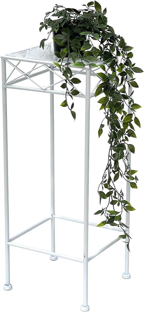 DanDiBo Blumenhocker Weiß Metall Eckig 60 cm Blumenständer 96314 M Beistelltisch Blumensäule Modern Pflanzenständer Pflanzenhocker Bild 1