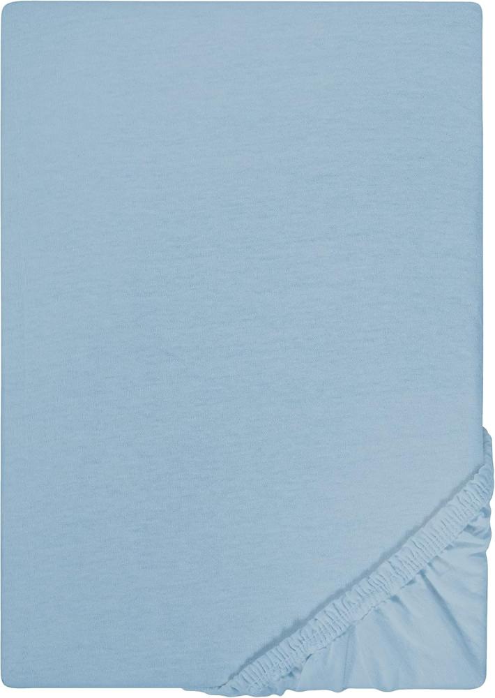 Biberna Jersey-Spannbetttuch, 100 % Baumwolle, Taubenblau, 1x 90x190 cm - 100x200 cm Bild 1