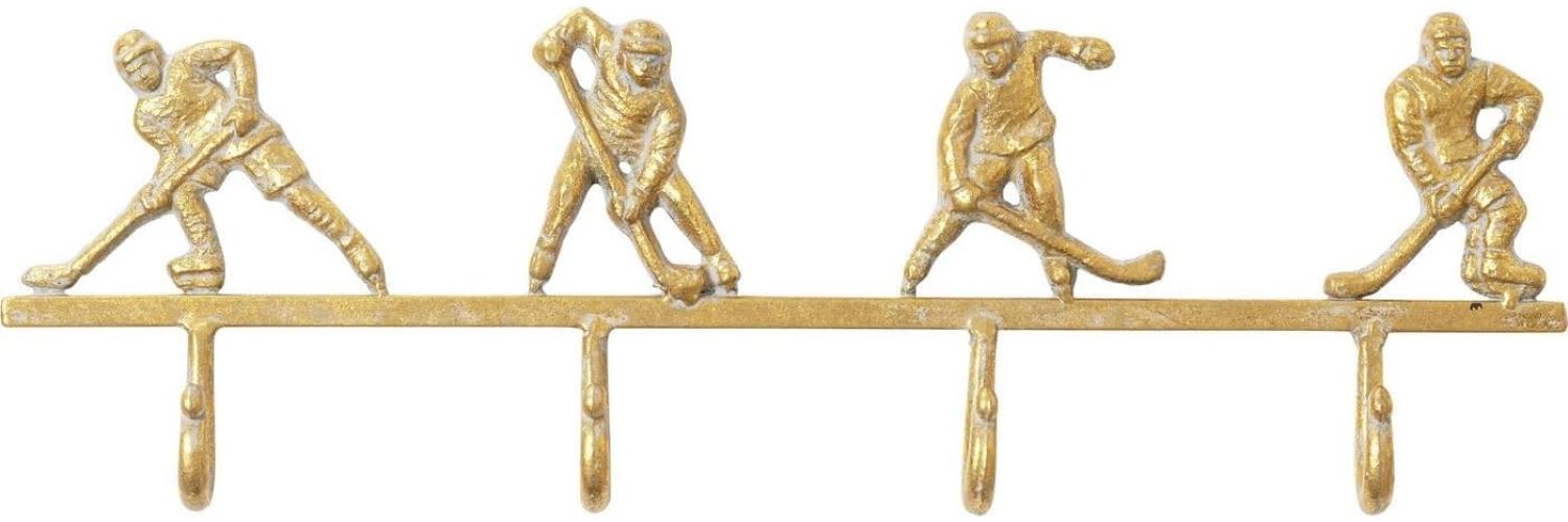 Kare Design Wandgarderobe Ice Hockey, Gold, Garderobe, Garderobenleiste, Stahl Gestell, mit 4 Haken, 16x48x4 cm (H/B/T) Bild 1