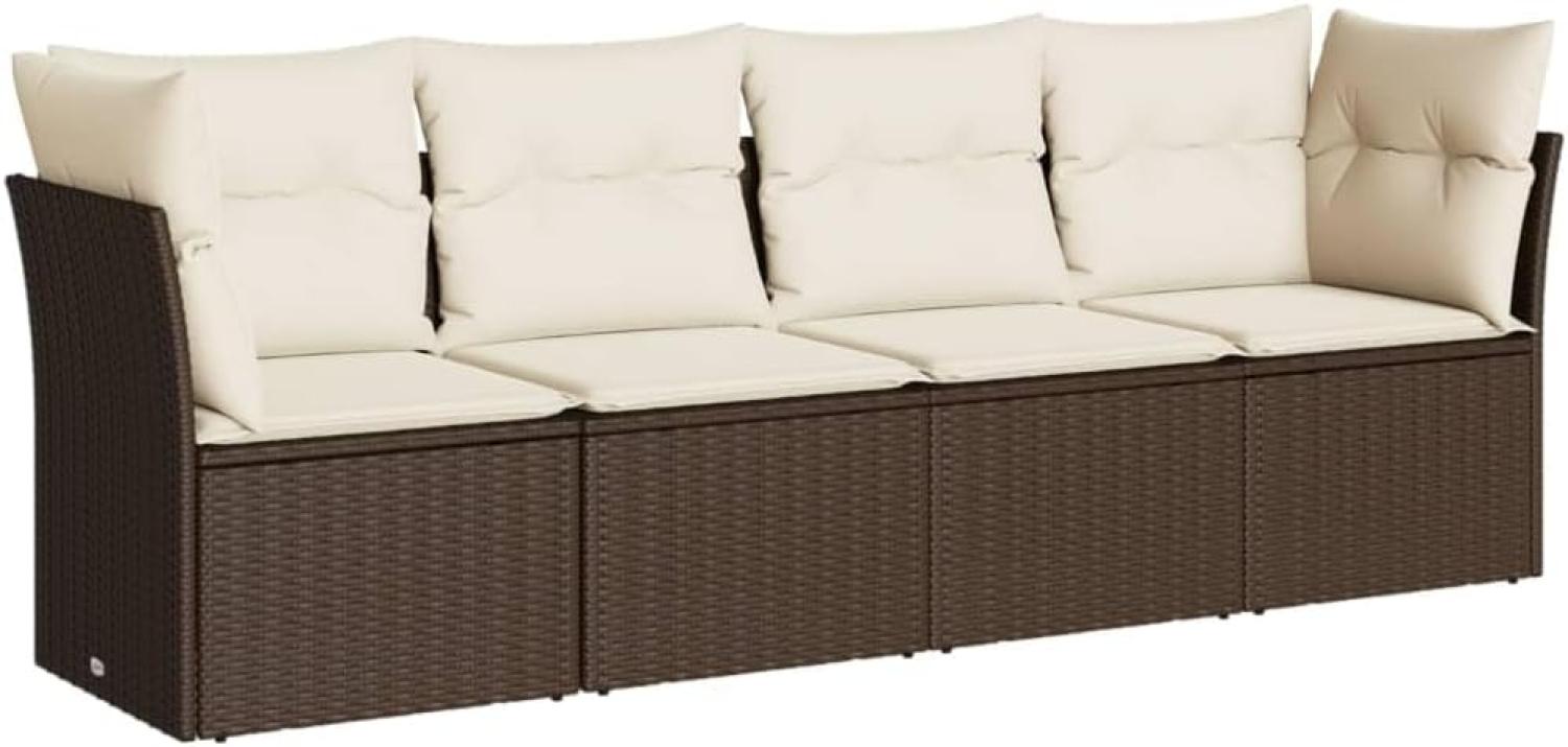 vidaXL 4-tlg. Garten-Sofagarnitur mit Kissen Braun Poly Rattan 3249072 Bild 1