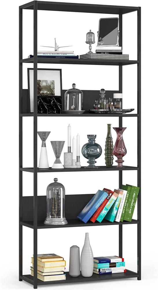 AKORD | Loft 80 cm Bücherregal | Moderner Schrank | Bücher Regal | 6 Einlegeböden | Für den Haushalt | Für das Büro | Hohe Qualität | Metallrahmen | Beschädigungssicher | Stabil | 24 Monate Garantie Bild 1