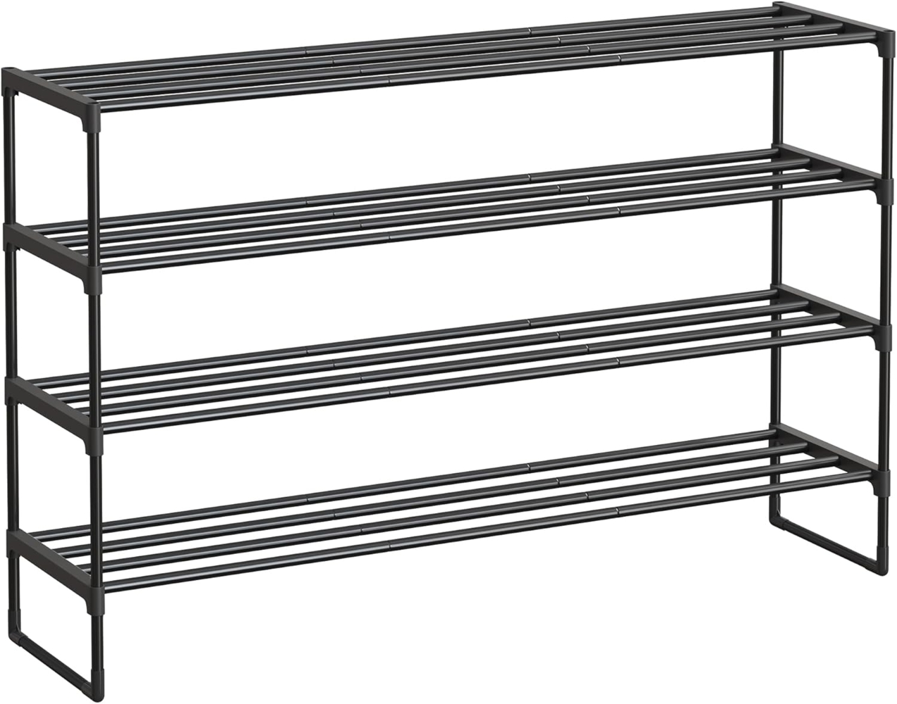SONGMICS Schuhregal 4 Ebenen, Schuhständer Metall, Schuhaufbewahrung, Schuh-Organizer, aufrecht oder umgedreht, für 25-30 Paar Schuhe, stapelbar, Flur, 30 x 117 x 75 cm, schwarz LSA034B01 Bild 1