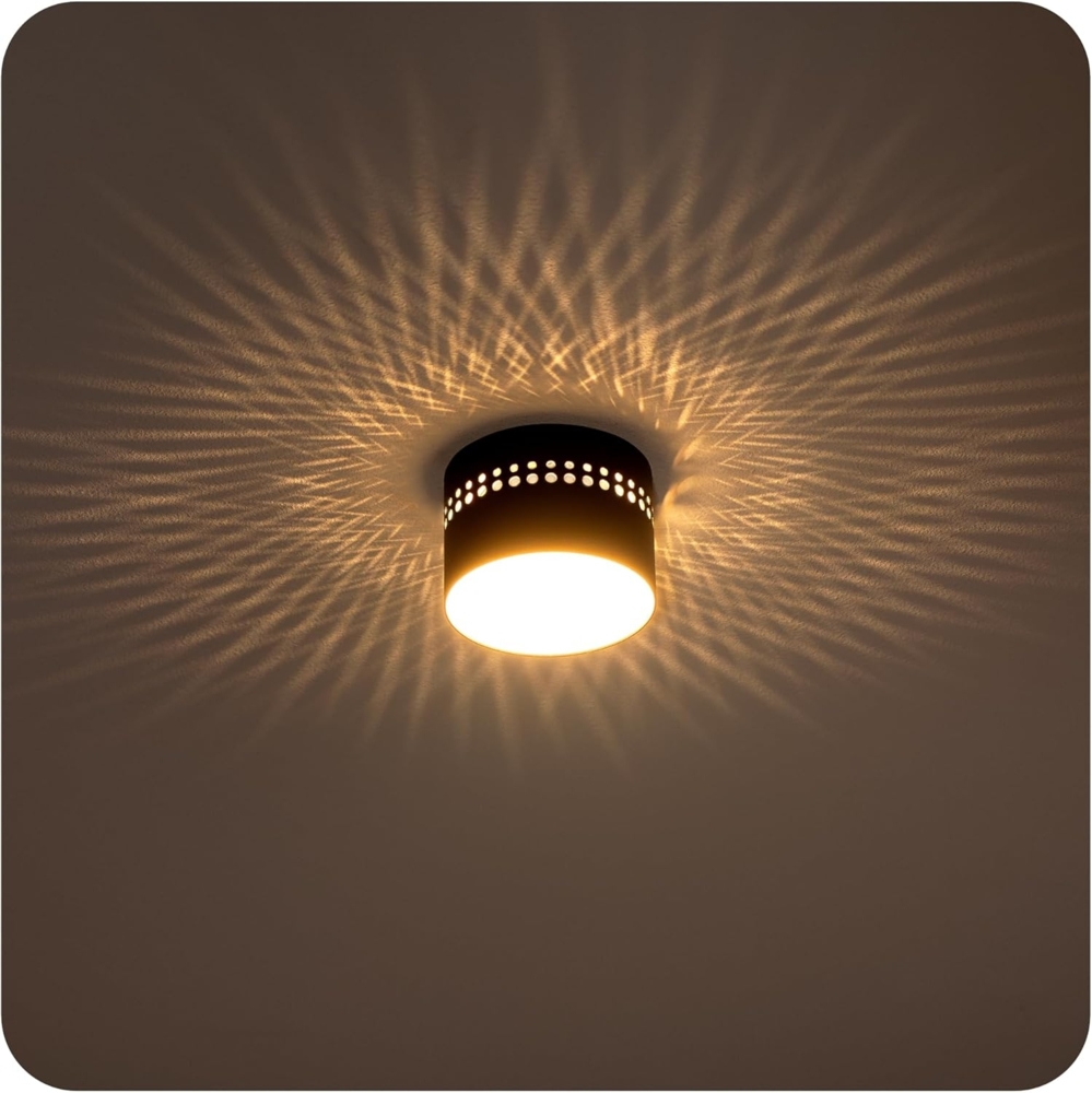 linovum LED Aufbaustrahler SUNEVA LED Aufbauspot schwarz rund indirektes Licht 230V warmweiß 8W, LED-Leuchtmittel fest verbaut Bild 1