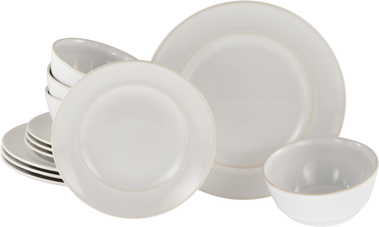 CreaTable Tafelservice Antique offwhite für 4 Personen, Steinzeug, sand (1 Set, 12-teilig) Bild 1