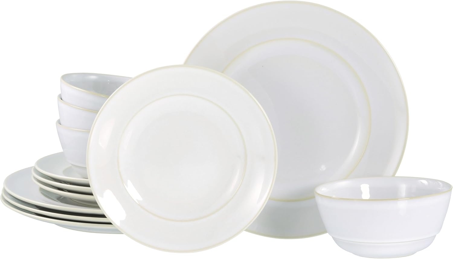 CreaTable Tafelservice Antique offwhite für 4 Personen, Steinzeug, sand (1 Set, 12-teilig) Bild 1