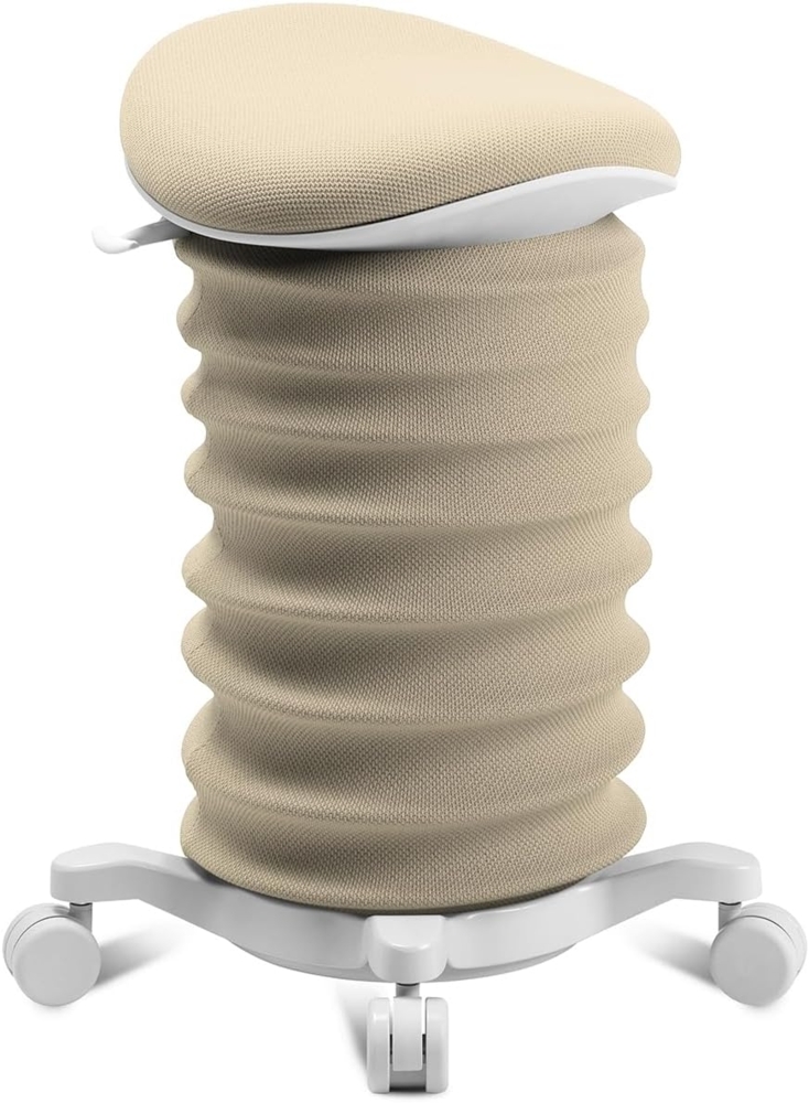 TOPSTAR Sitness 4D mit Rollen - AGR-Zertifiziert Dynamischer Sitzhocker Papyrus - beige, ergonomischer Bürohocker - höhenverstellbar - stärkt den Rücken - entlastet die Bandscheiben Bild 1