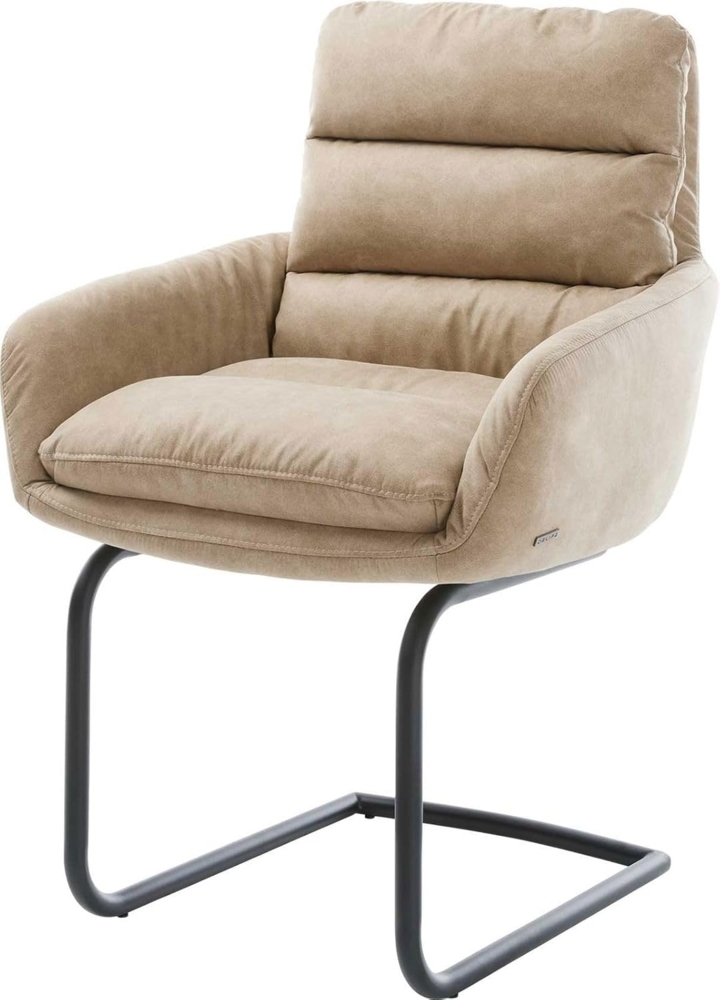 Freischwinger Abelia-Flex mit Armlehnen Mikrofaser Beige Vintage Freischwinger rund Schwarz Bild 1