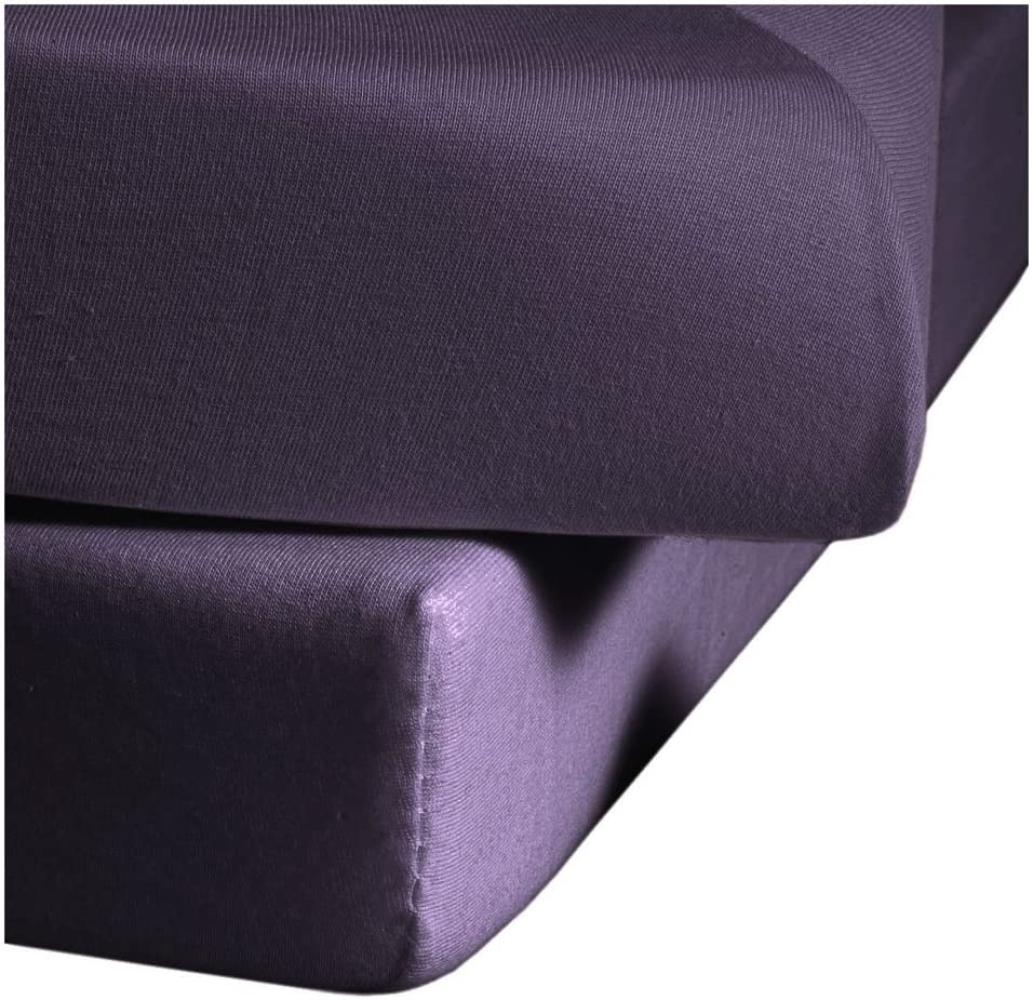 Fleuresse Comfort Elasthan Jerseyspannlaken für 180 x 200 - 190 x 220 cm Matratzen (bis Höhe 25 cm), lavendel Bild 1