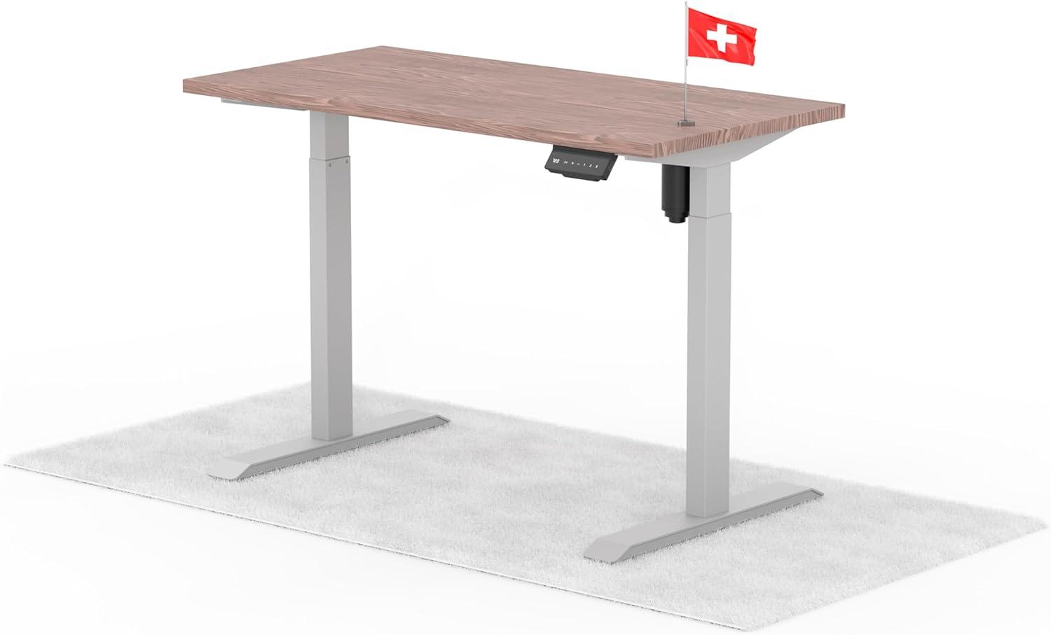 elektrisch höhenverstellbarer Schreibtisch ECO 120 x 60 cm - Gestell Grau, Platte Walnuss Bild 1