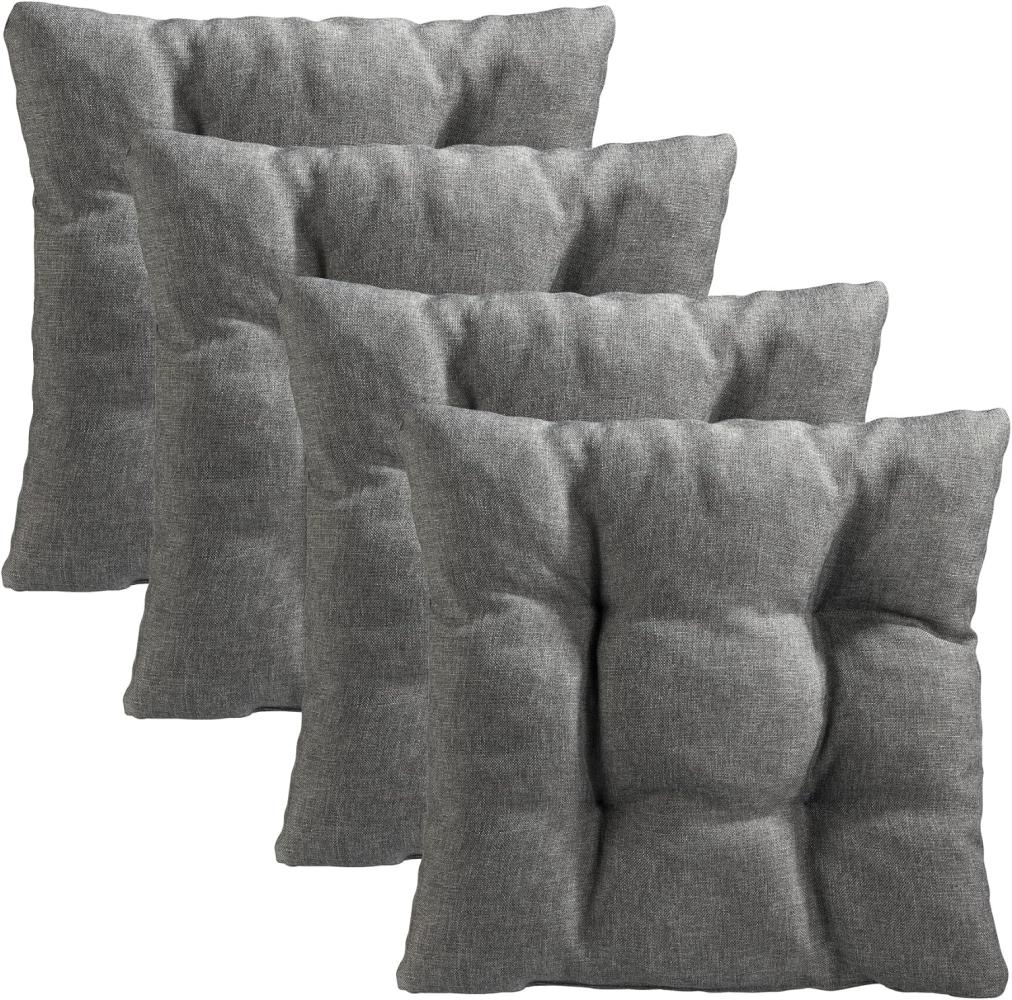 Traumnacht Stuhlkissen Cozy 4er Set, Bequeme Sitzkissen für Gartenstuhl, Küche oder Esszimmer, Indoor u. Outdoor, 38 x 38 x 6 cm, hellgrau Bild 1