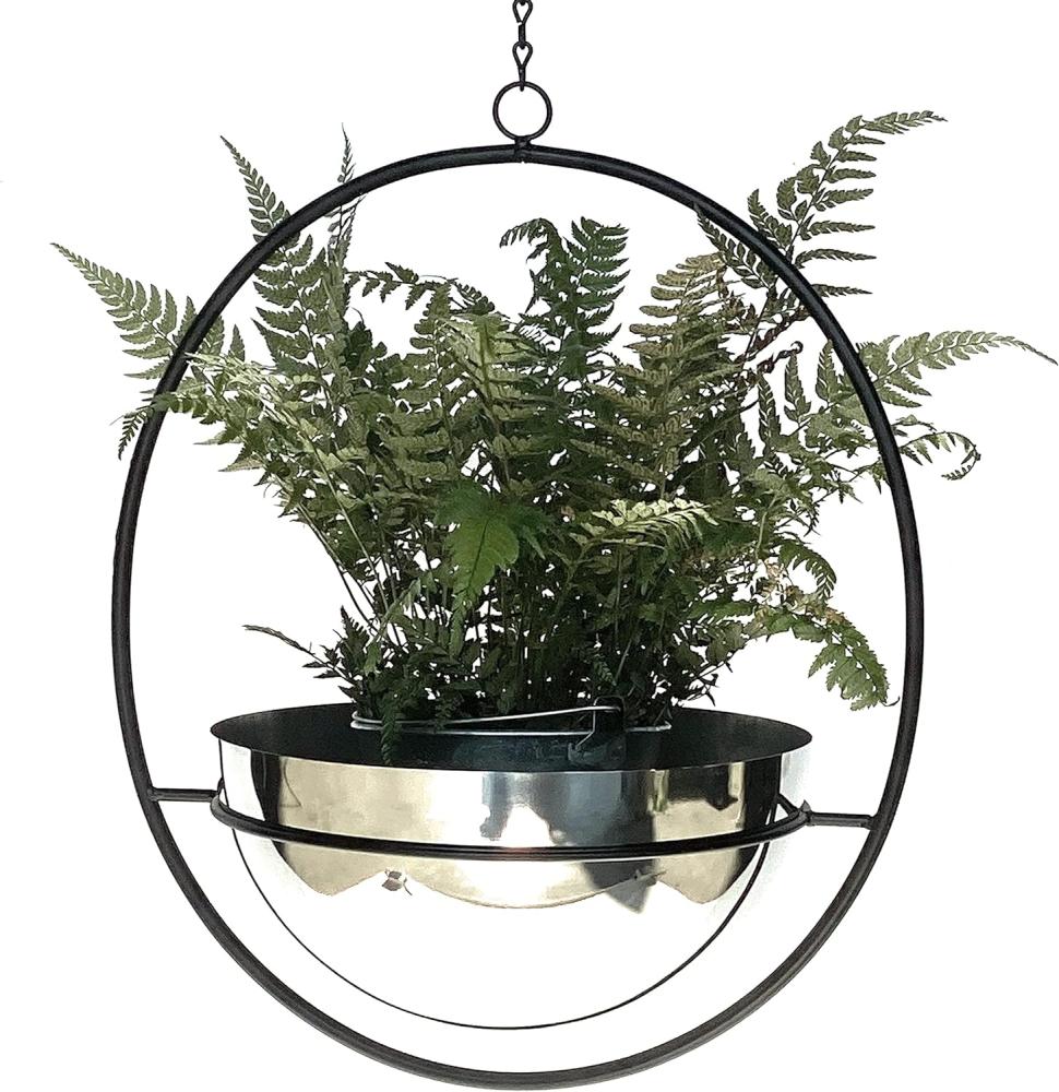 DanDiBo Blumenampel Innen Metall Wand Hängepflanzen 78 cm 96087 L mit Topf Silber Pflanzenhänger Blumenhänger Topfhänger Blumen Blumentopfhänger Hängetopf Bild 1