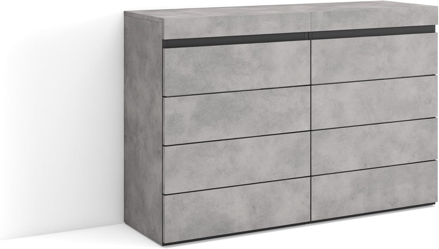 Skraut Home | Kommode mit Schubladen | Aufbewahrungsschrank | 114 x 75 x 35 cm | Für Schlafzimmer, Zimmer | Sideboard, Schrank | Moderner Stil | Zement Bild 1