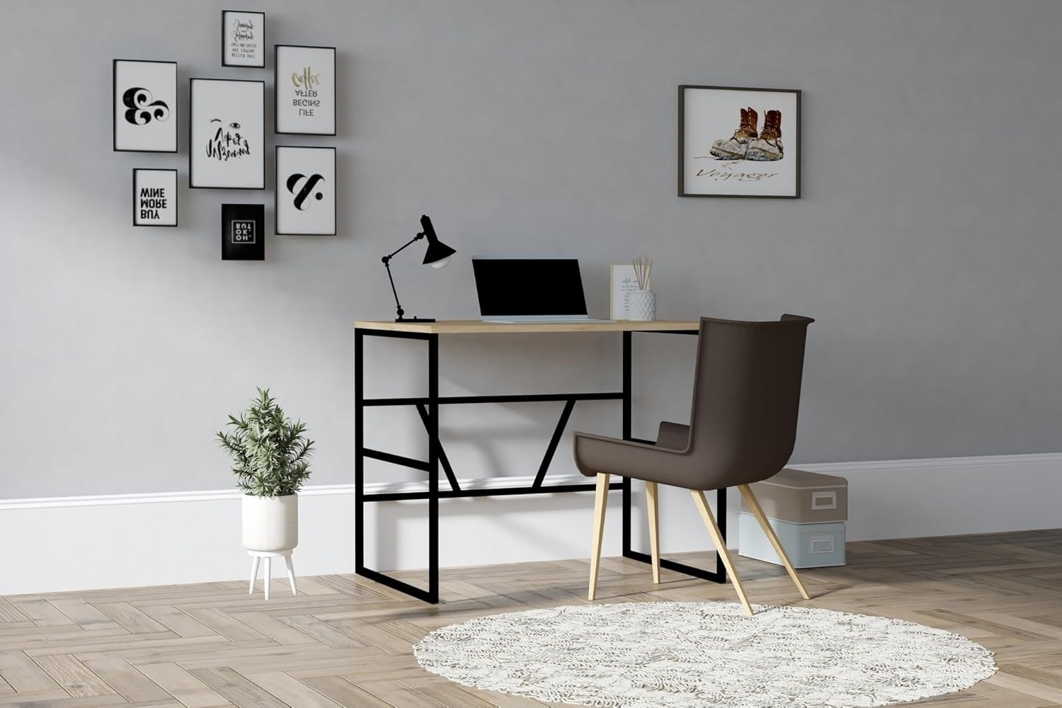 Modern Study Desk with Wall-Mount Option, Sapphire Oak, 90 x 60 x 74 cm | 100% Melamine Coated Particle Board, 18 mm Thick | Ideal for Home, Office & School Bild 1