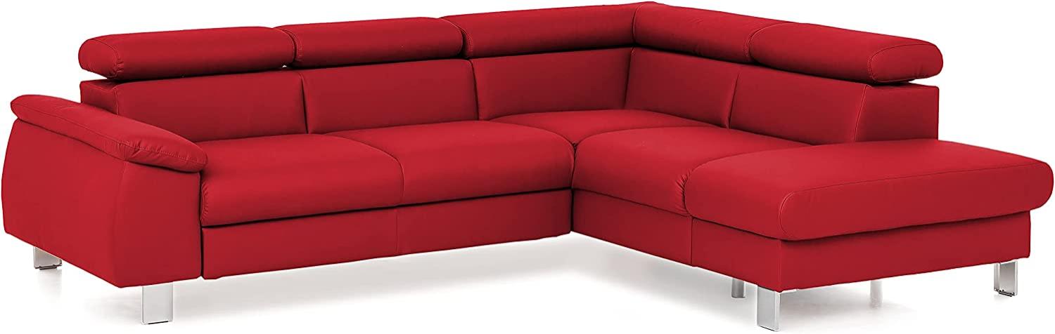 Mivano Ecksofa Micky mit Ottomane / L-Form-Sofa mit Schlaffunktion, Stauraum und Kopfteilverstellung / 249 x 72 x 207 / Kunstleder, Rot Bild 1