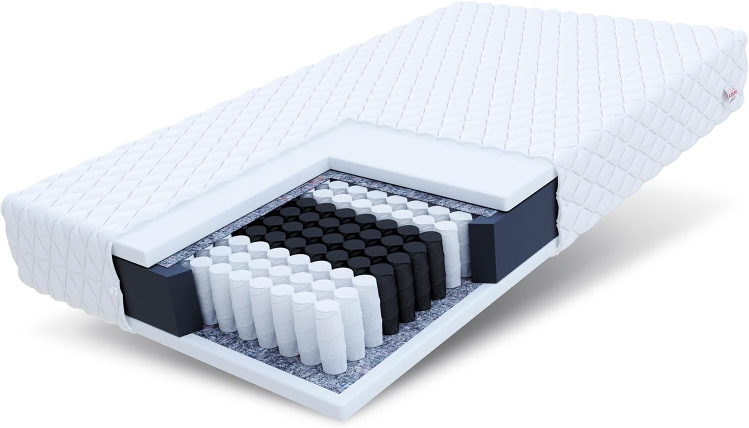 FDM Orthia Taschenfederkernmatratze 100x200 cm 7-Zonen Matratze Härtegrad H3 (Mittelhart) 17 cm Höhe Polyurethanschaum Zweiseitig Bezug Abnehmbar Waschbar Bild 1