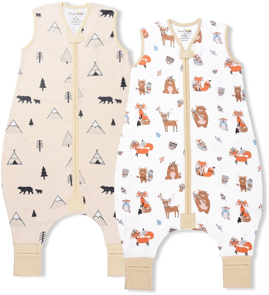 Mama Cheetah Baby Schlafsack mit Füße 0.5 TOG, Sommerschlafsack, Bio-Baumwolle Baby Schlafsäcke ohne Ärmeln Babyschlafsack mit Beinen für Säugling Kinder Junge Mädchen, 80cm (Baby Höhe 82-92cm) Bild 1