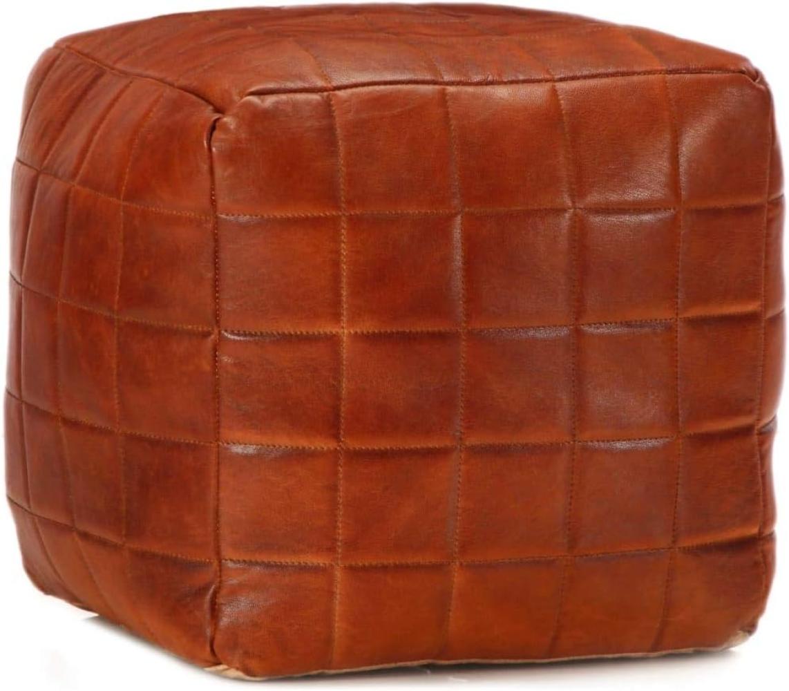 vidaXL Pouf Hellbraun 40 x 40 x 40 cm Echtes Ziegenleder 248135 Bild 1