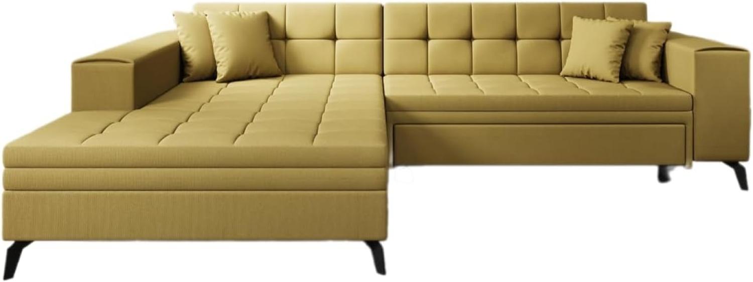 Designer Sofa Frida mit Schlaffunktion Stoff Senf Links Bild 1