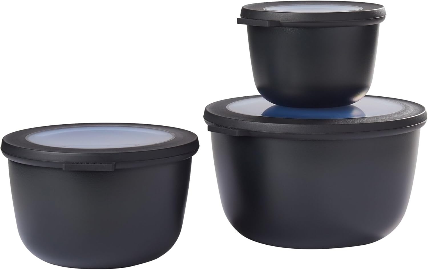 Mepal - Cirqula Multischüssel-Set 3–teilig rund Nordic black – 500, 1000 und 2000 ml – Verwendbar als Vorratdose, Kühlschrankdose, Gefrierdose, Mikrowellegeschirr & Servierschale mit Deckel Bild 1