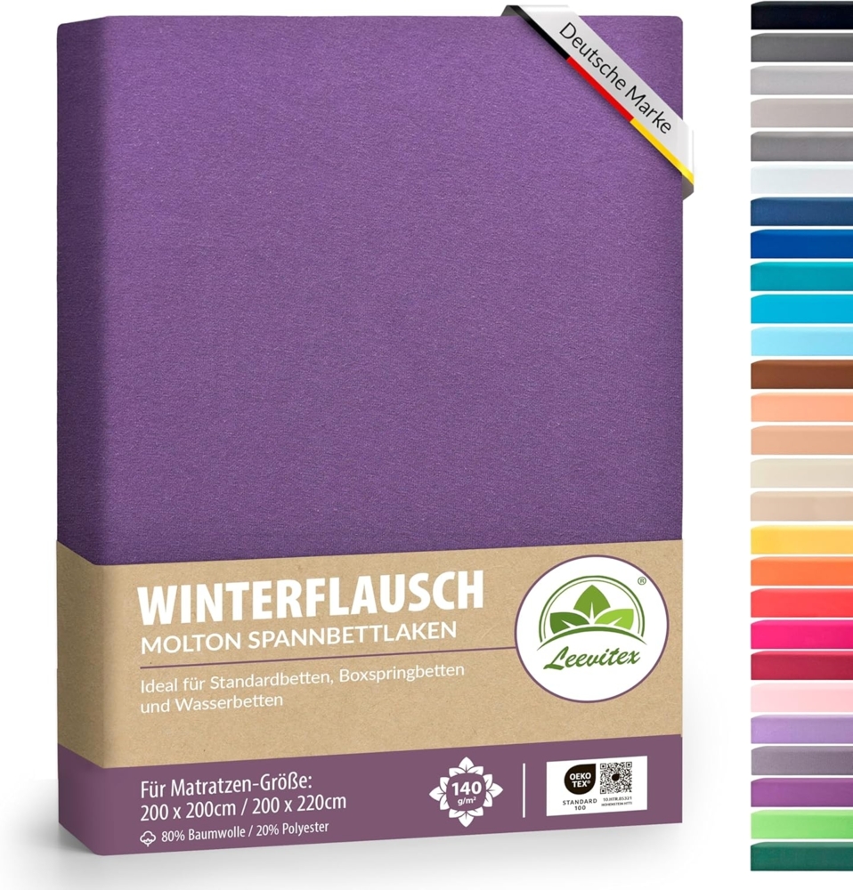 leevitex® Spannbettlaken für kalte Nächte – angenehm weich, passgenau, farbstark & pflegeleicht, Gummizug: Rundum Bild 1