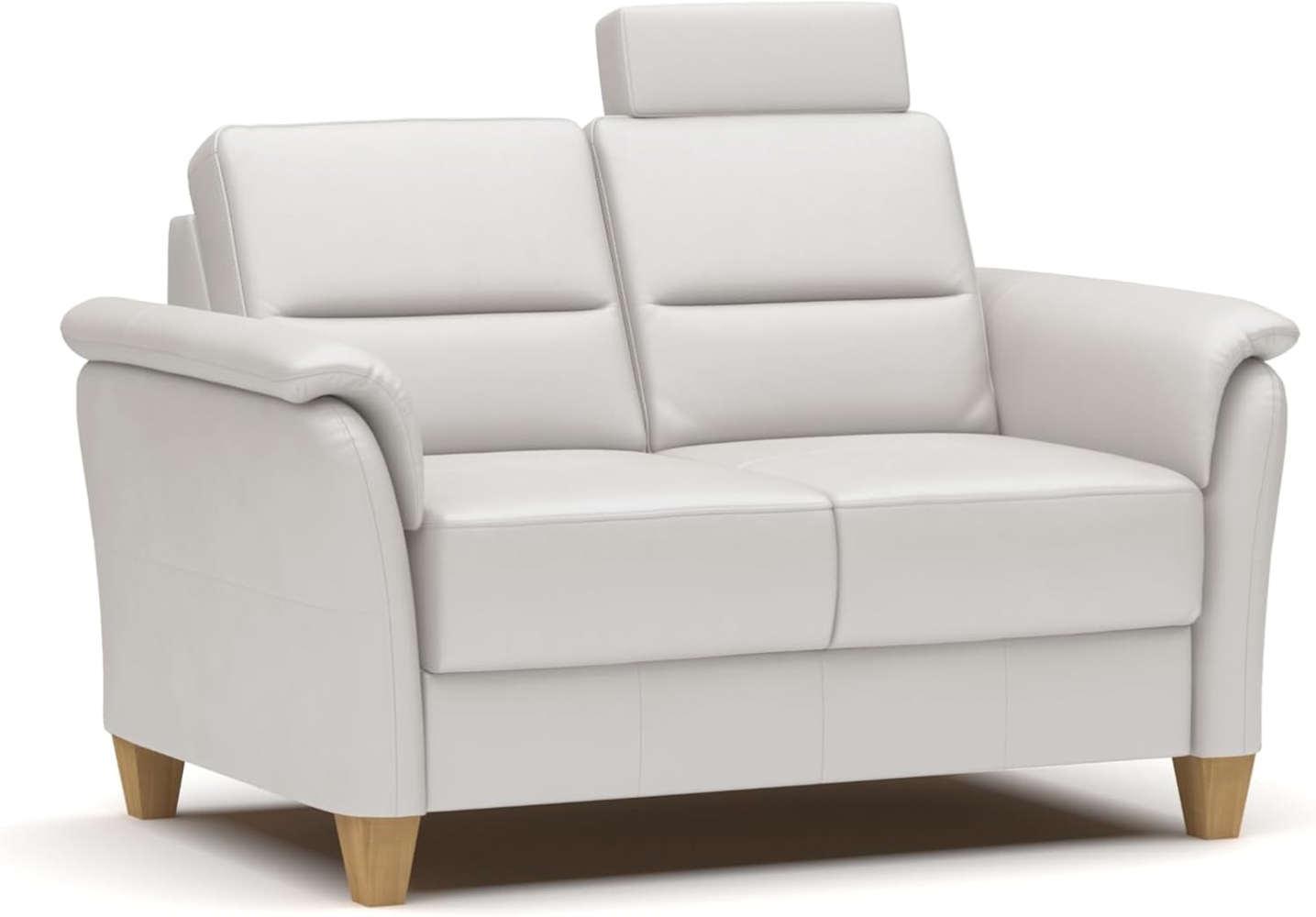 CAVADORE Leder 2er-Sofa Palera / Landhaus-Couch mit Federkern, Kopfstütze + massiven Holzfüßen / 149 x 89 x 89 / Leder Weiß Bild 1