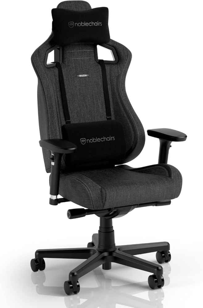 noblechairs Epic Compact TX Gaming Stuhl, Bürostuhl, Schreibtischstuhl, Kopf- und Lendenstütze, Atmungsaktives Textilgewebe, Entwickelt für Nutzer bis 120 kg und 1,7 Meter Hoch, Anthrazit Bild 1