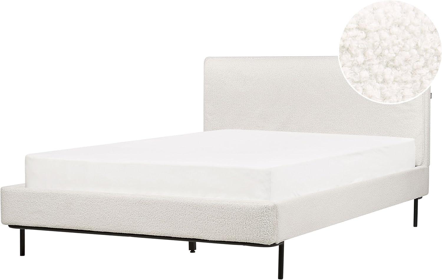 Bett mit Lattenrost CORIO 140 x 200 cm Bouclé Cremeweiß Bild 1