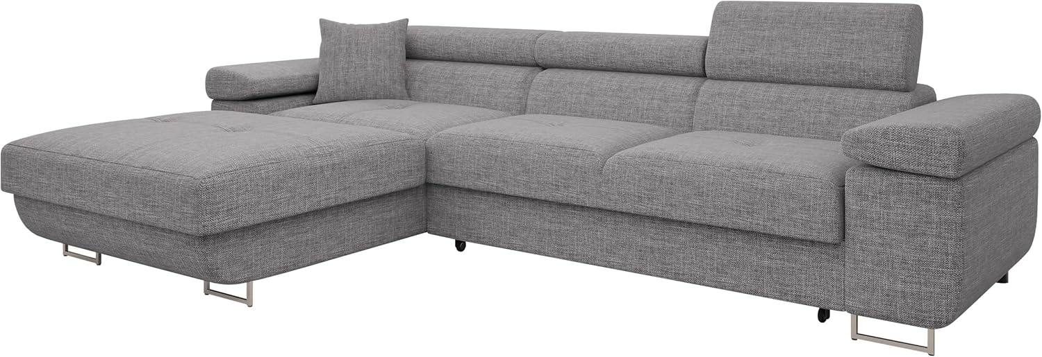 Ecksofa Torezio Mini mit Bettkasten, Schlaffunktion und Einstellbare Kopfstützen (Farbe: Lux 05, Seite: Links) Bild 1